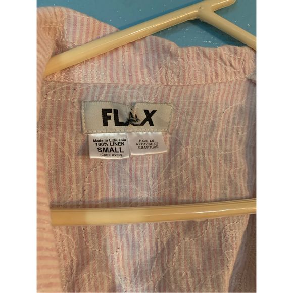 Flax Linen Seersucker Floral Button Down Shirt in Size Small - Picture 2 of 3